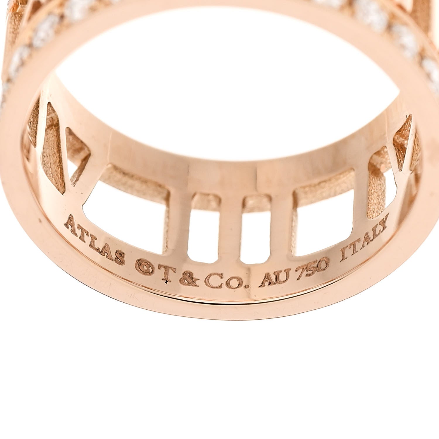 Tiffany 18K Rose Gold Diamond Wide Atlas Open Ring 48 4.5 4 of 4