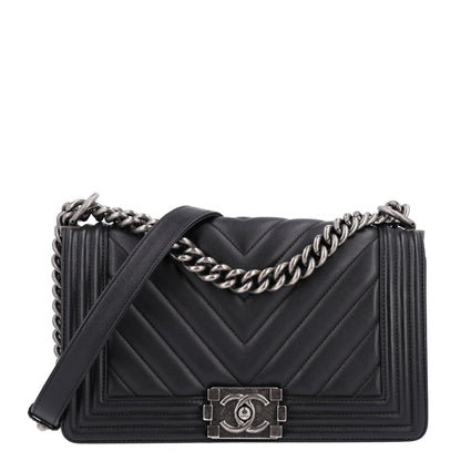Chanel Lambskin Chevron Quilted Medium Boy Flap Black 1 of 10