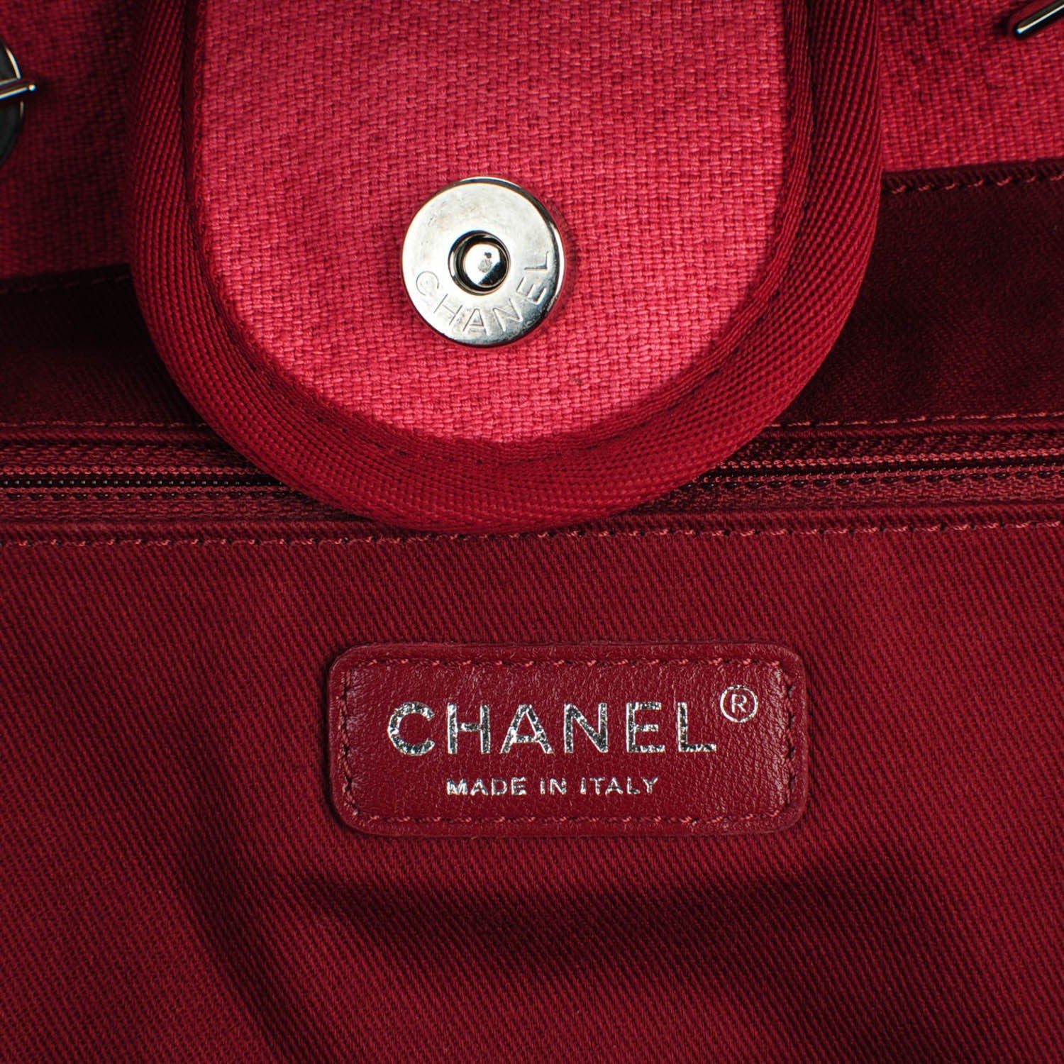 Chanel Canvas Large Deauville Tote Red 6 of 8