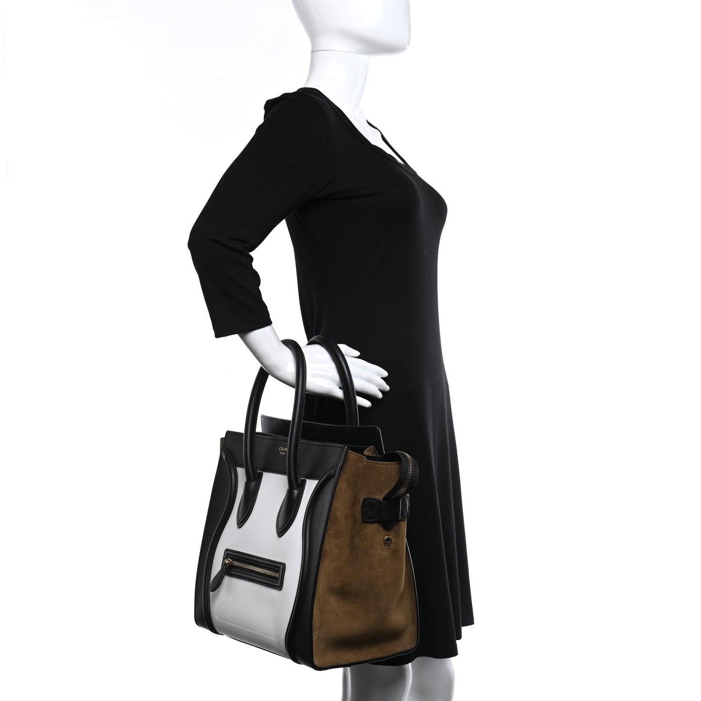 Smooth Calfskin Suede Mini Tri-Color Luggage White