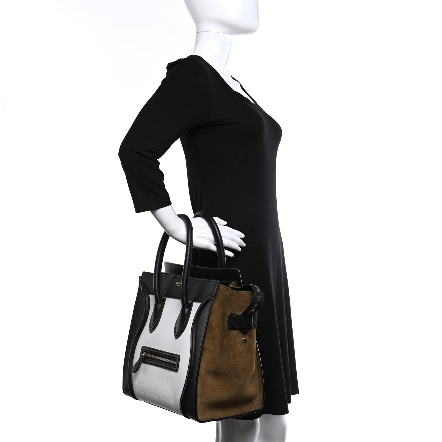 Celine Smooth Calfskin Suede Mini Tri-Color Luggage White 2 of 10