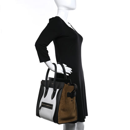 Celine Smooth Calfskin Suede Mini Tri-Color Luggage White 2 of 10