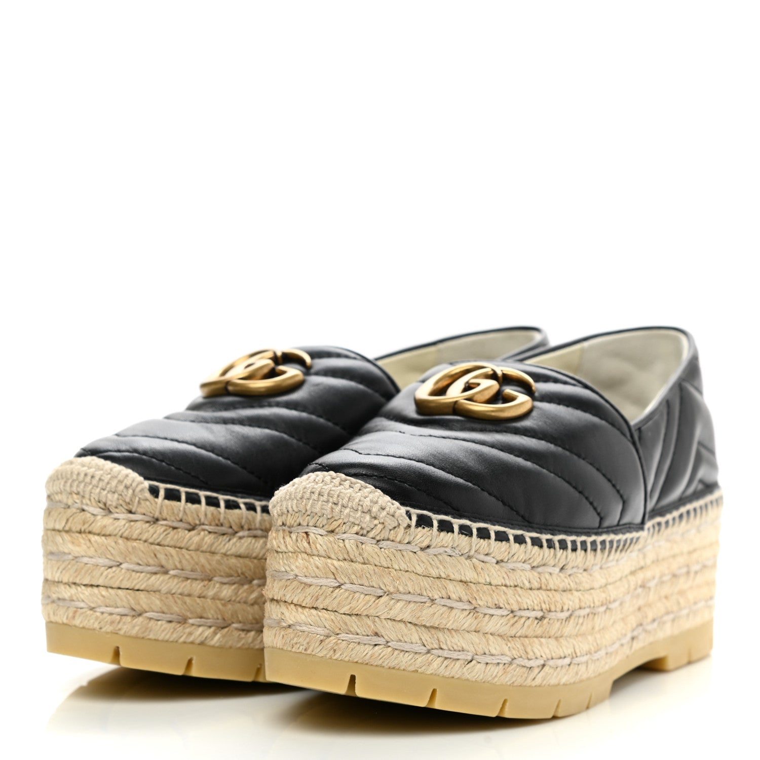 Gucci Nappa Matelasse GG Marmont Platform Espadrilles 35.5 Black 3 of 10