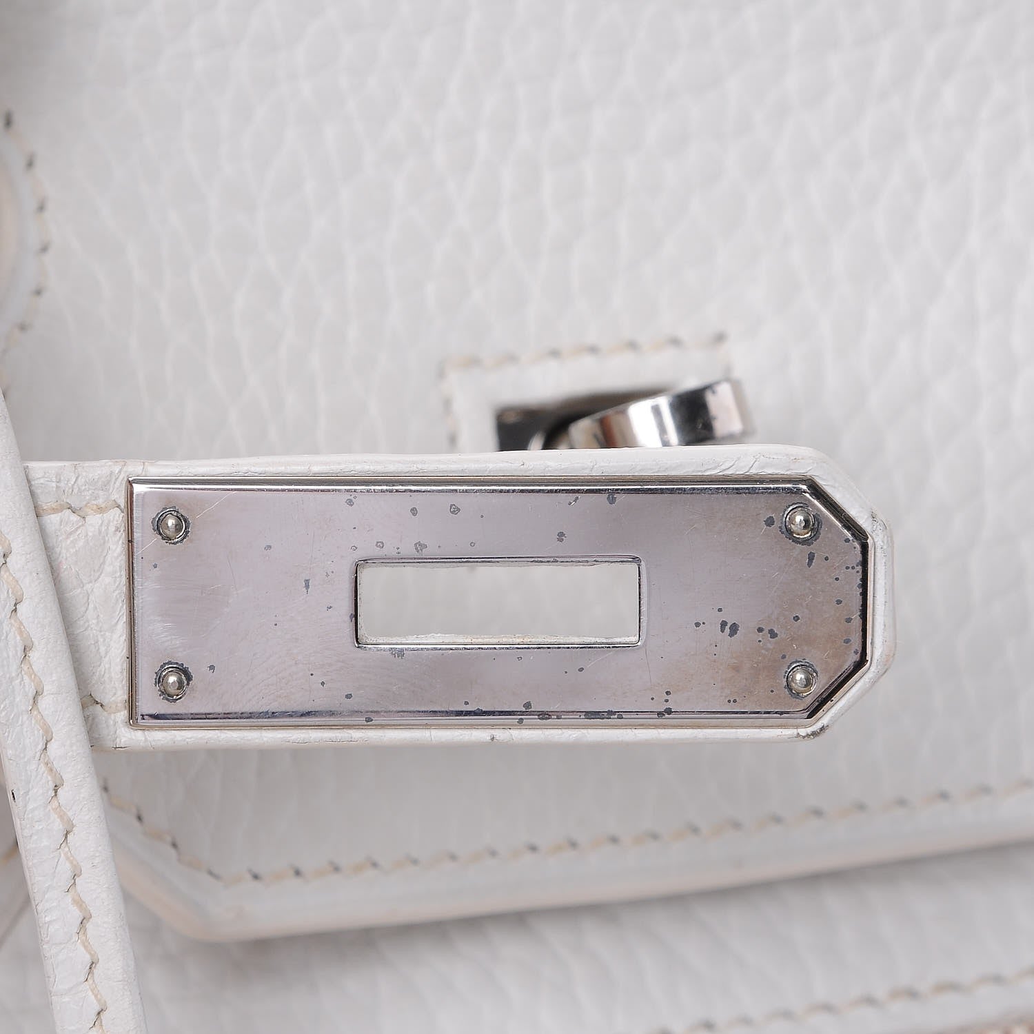 Hermes Toile Taurillon Clemence Birkin 35 White 31 of 41