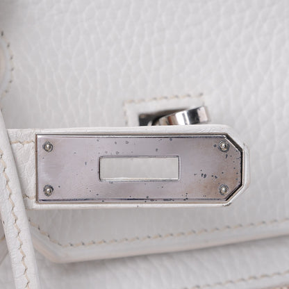 Hermes Toile Taurillon Clemence Birkin 35 White 31 of 41