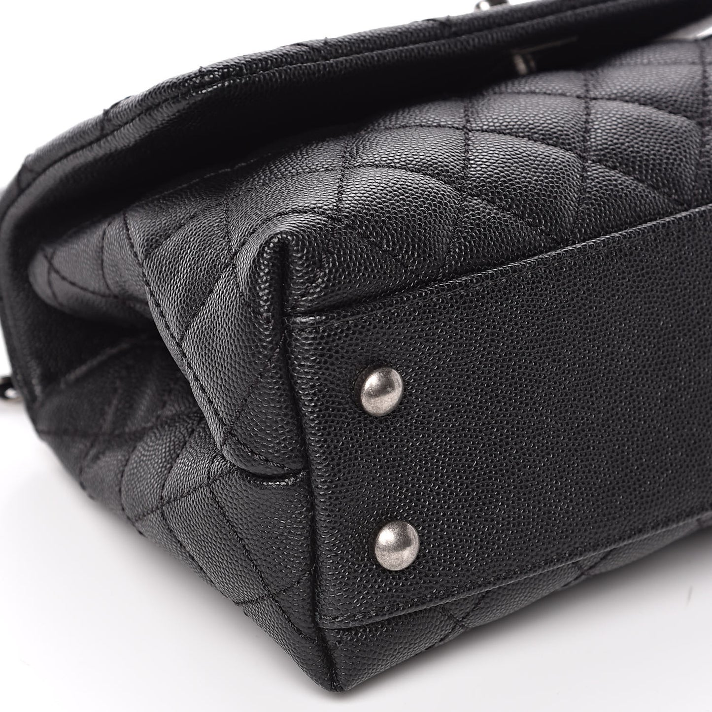 Caviar Lizard Quilted Mini Coco Handle Flap Black