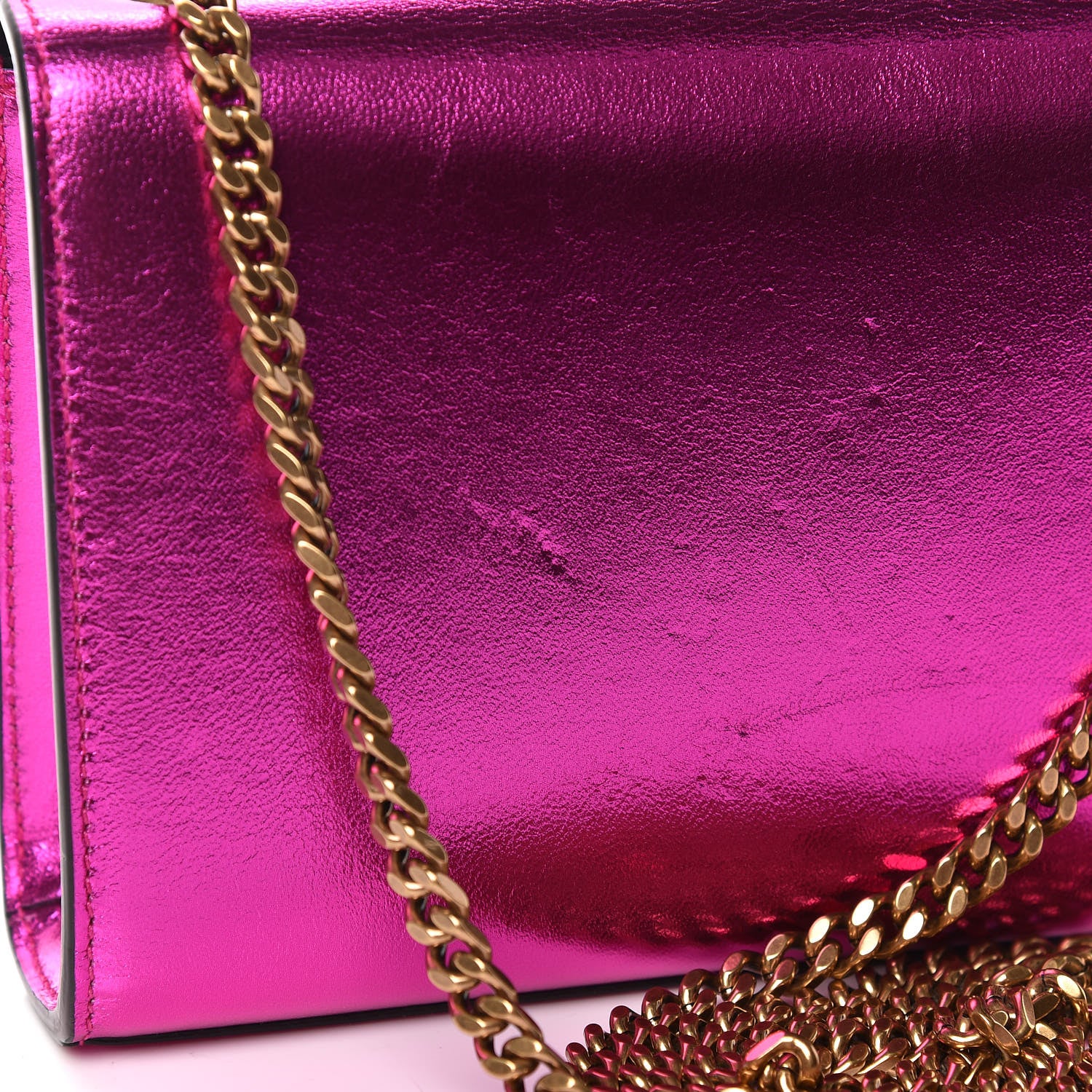 Saint Laurent Metallic Calfskin Small Classic Monogram Kate Satchel Magenta 12 of 17