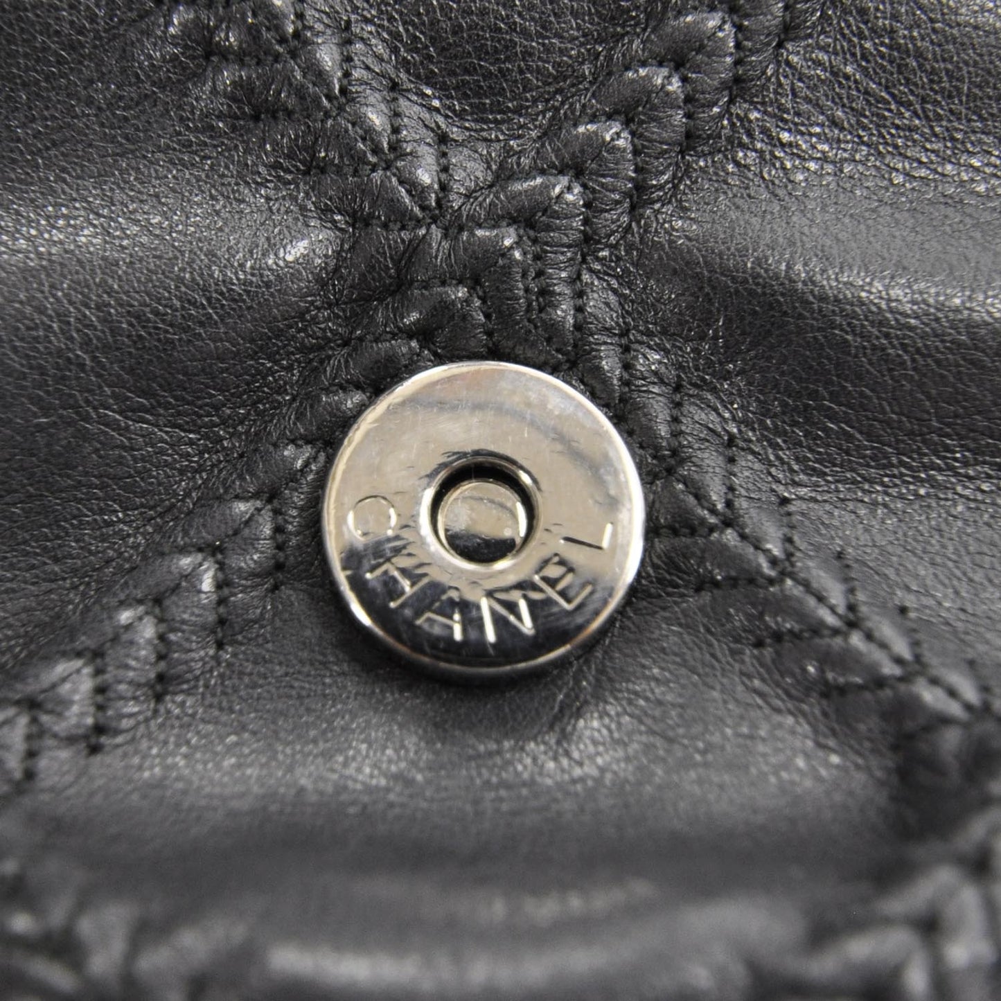 Leather Stitched Small Cells Flap Black