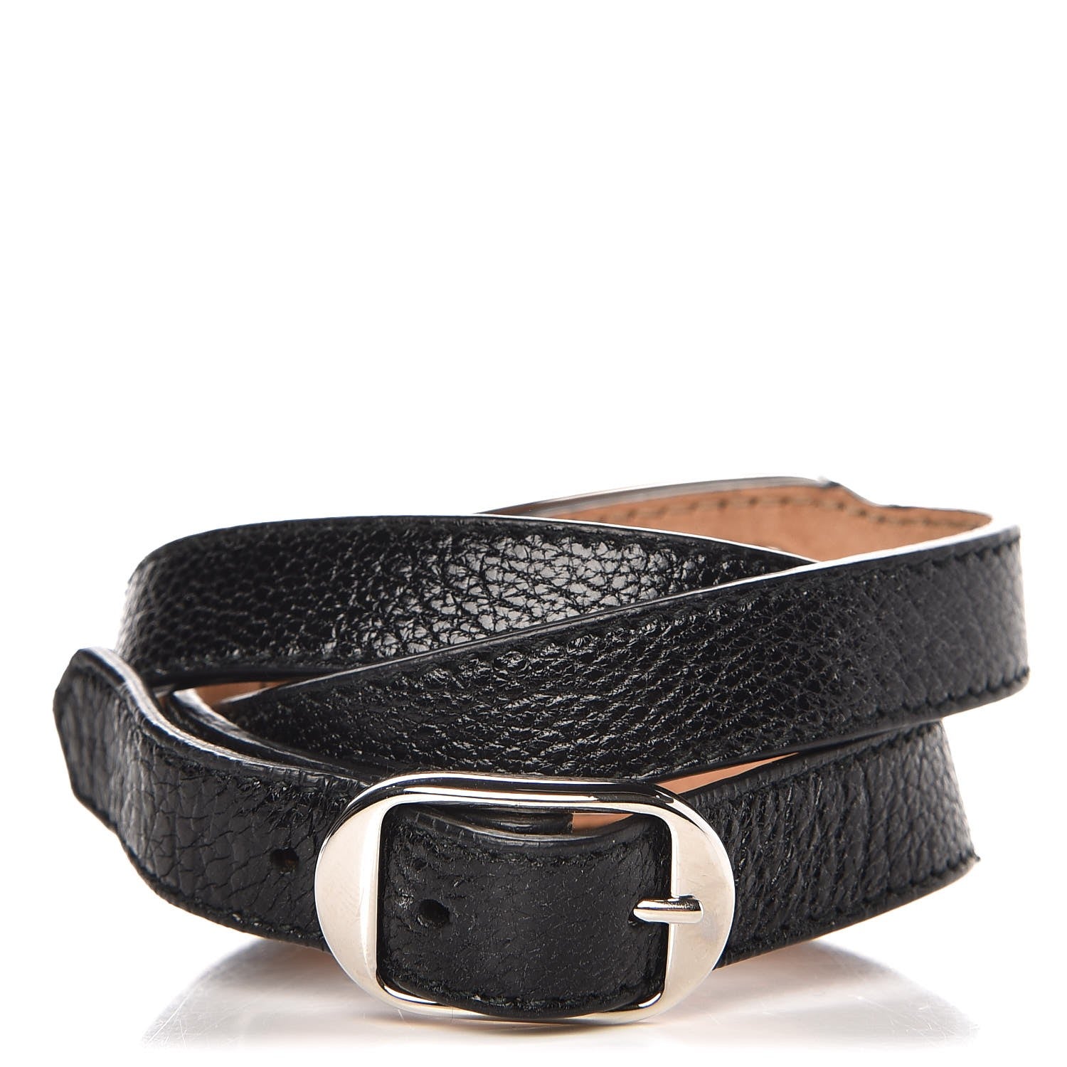 Balenciaga Chevre Hamilton Silver Metallic Edge Hardware Triple Tour M Bracelet Black 3 of 7
