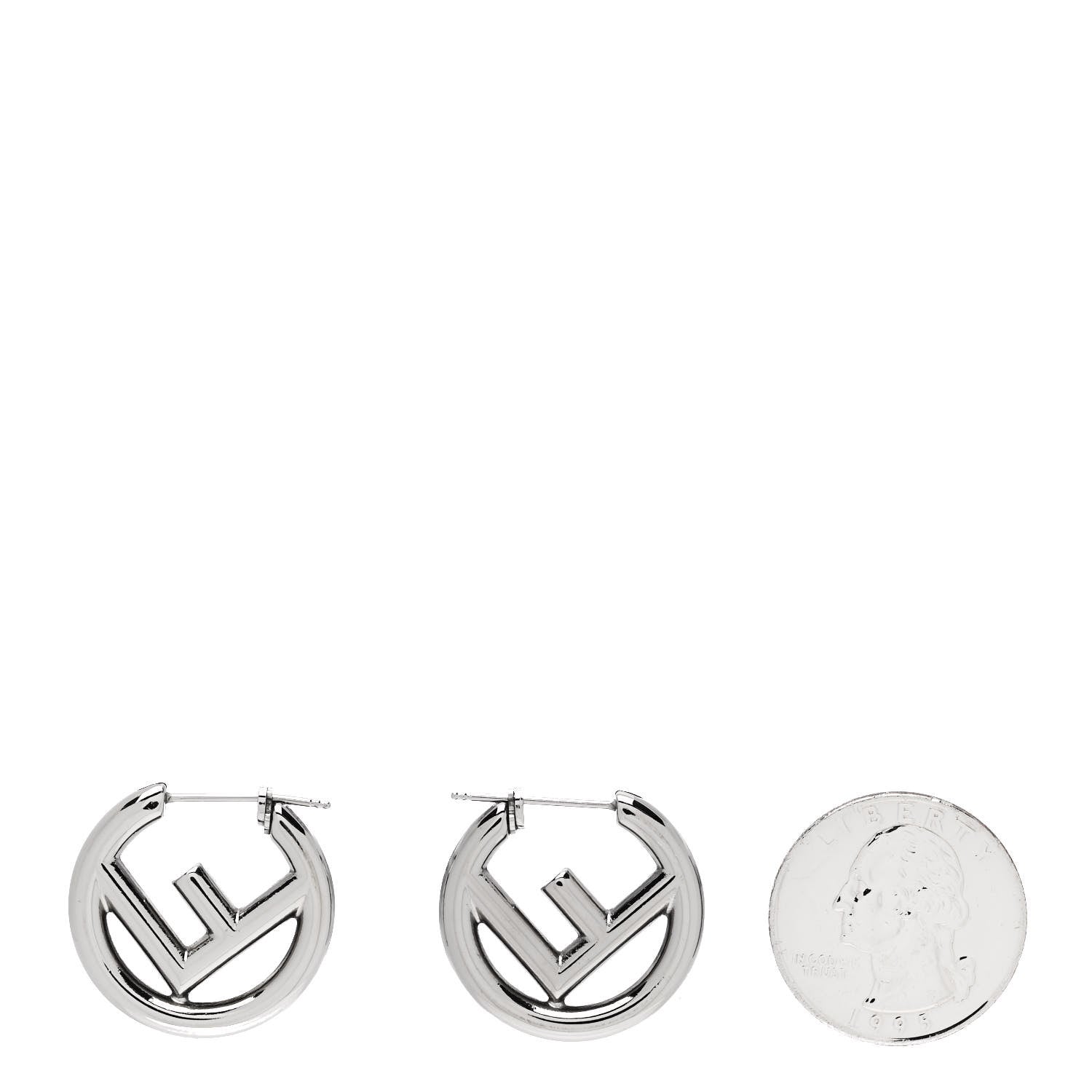 Fendi Metal FF Hoop Earrings Silver 2 of 5