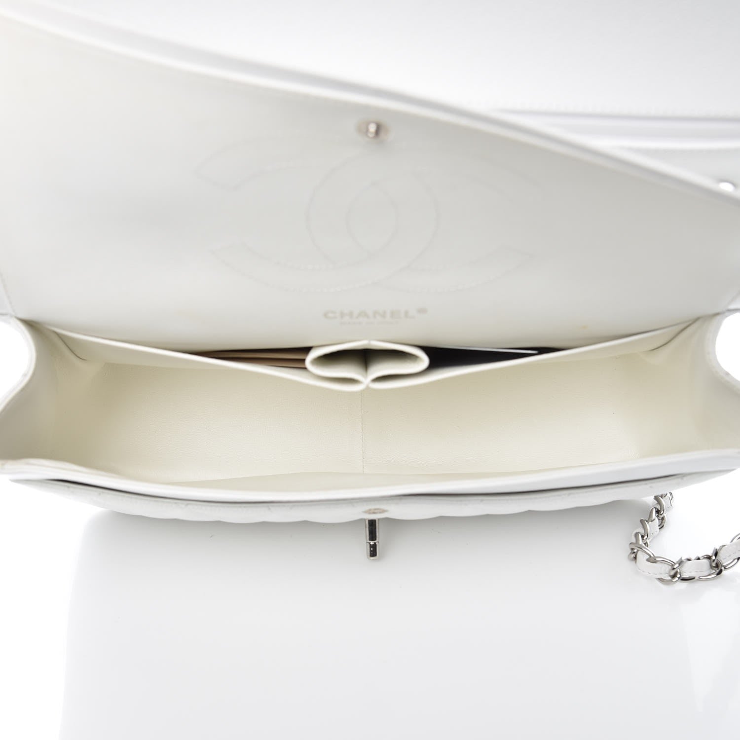 Chanel Caviar Quilted Jumbo Double Flap White 5 of 10