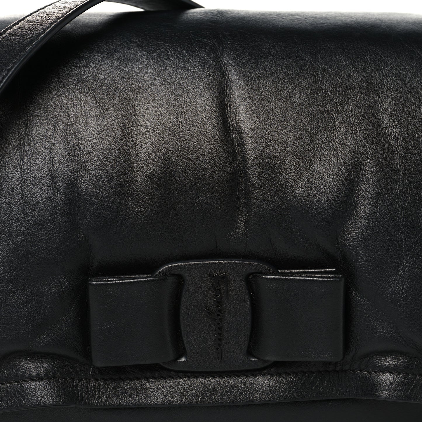 Calfskin Small Viva Bow Shoulder Bag Black