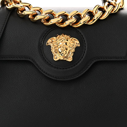 Versace Calfskin Medium La Medusa Top Handle Handbag Black 7 of 11