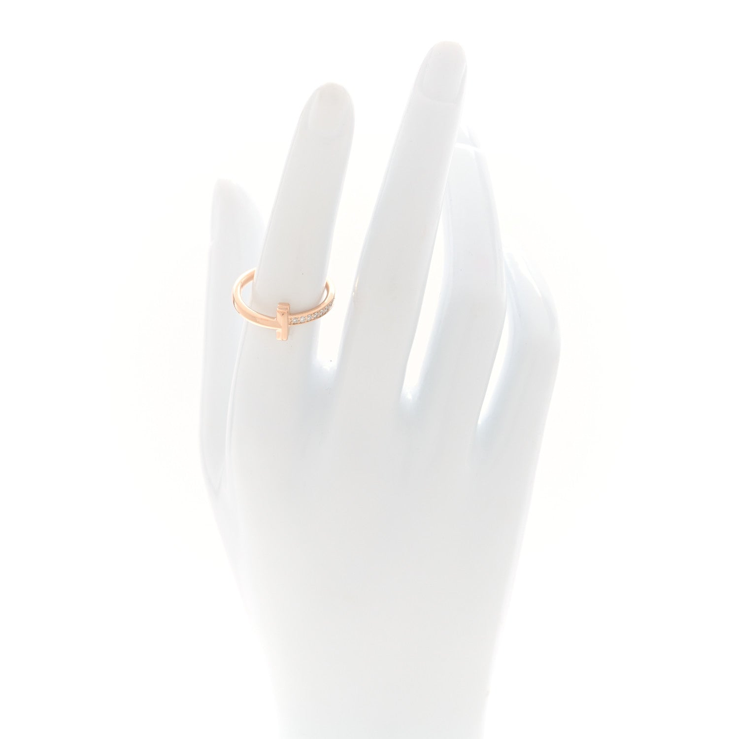 Tiffany 18K Rose Gold Diamond 2.5mm T T1 Ring 54 7 2 of 5