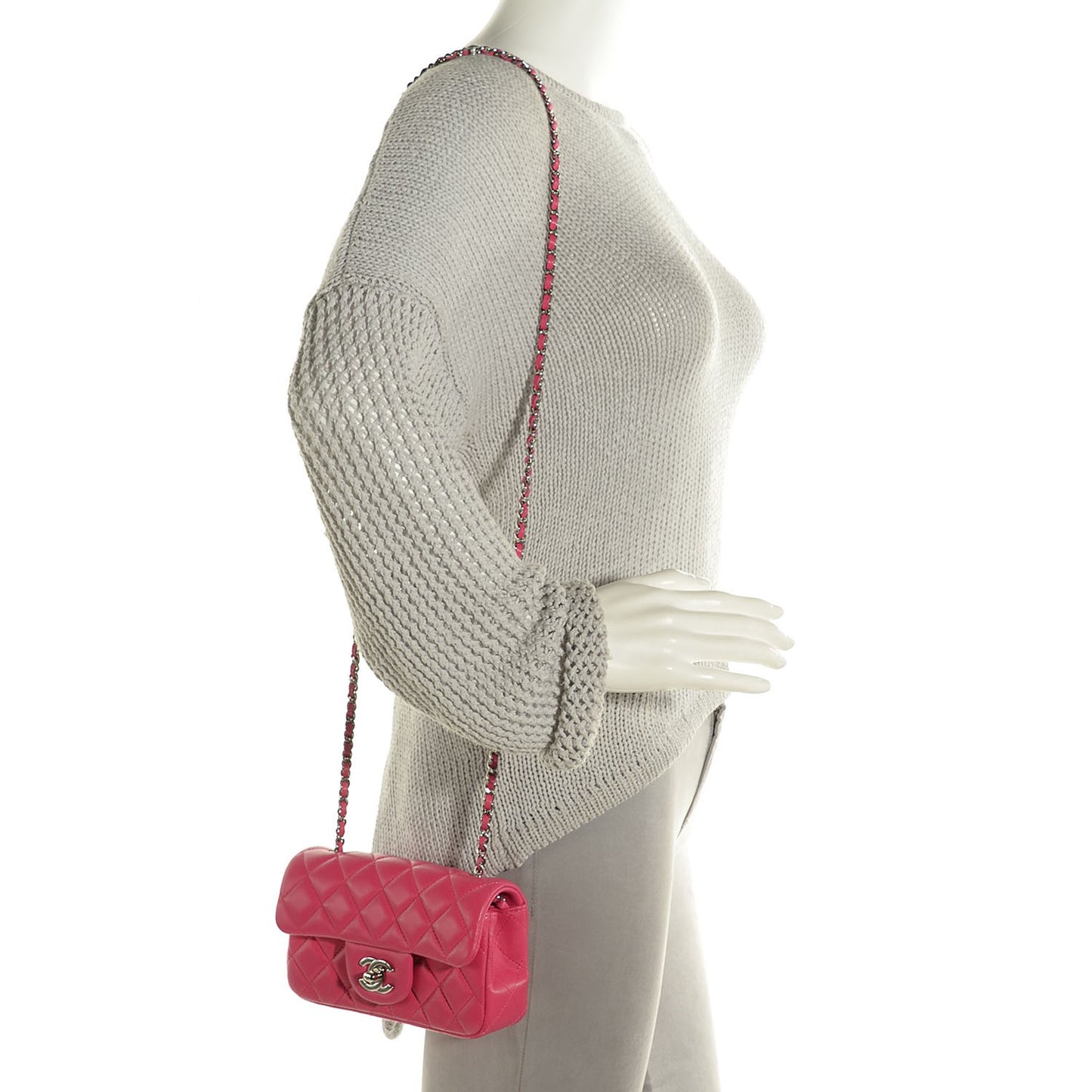 Lambskin Quilted Extra Mini Flap Dark Pink