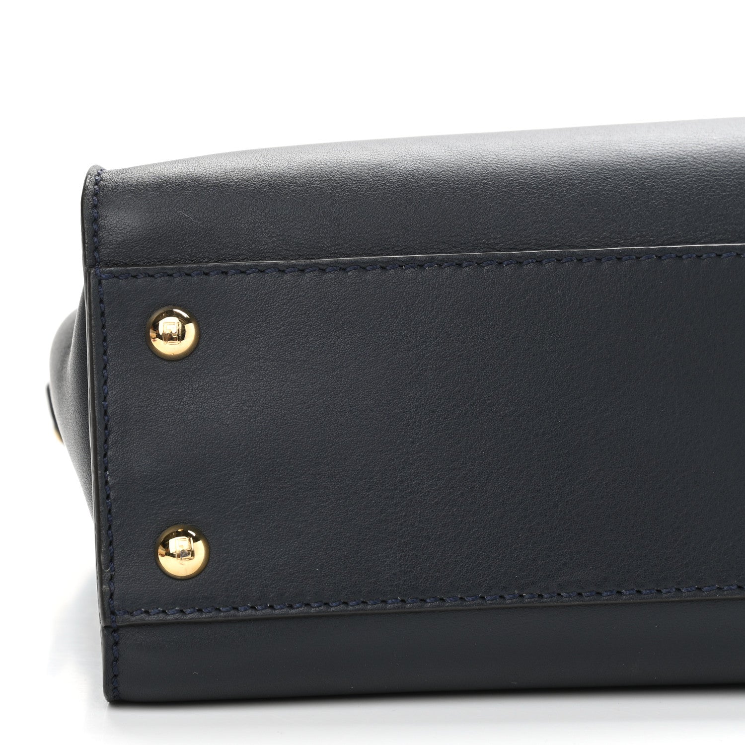 Fendi Vitello Seta Shiny Nappa Medium Peekaboo Iconic Satchel Blue Notte Turchese 10 of 13