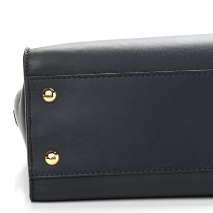 Fendi Vitello Seta Shiny Nappa Medium Peekaboo Iconic Satchel Blue Notte Turchese 10 of 13