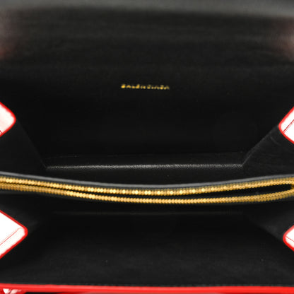 Balenciaga Patent Calfskin Lizard Embossed Sharp S Chain Satchel Vivid Red 5 of 9
