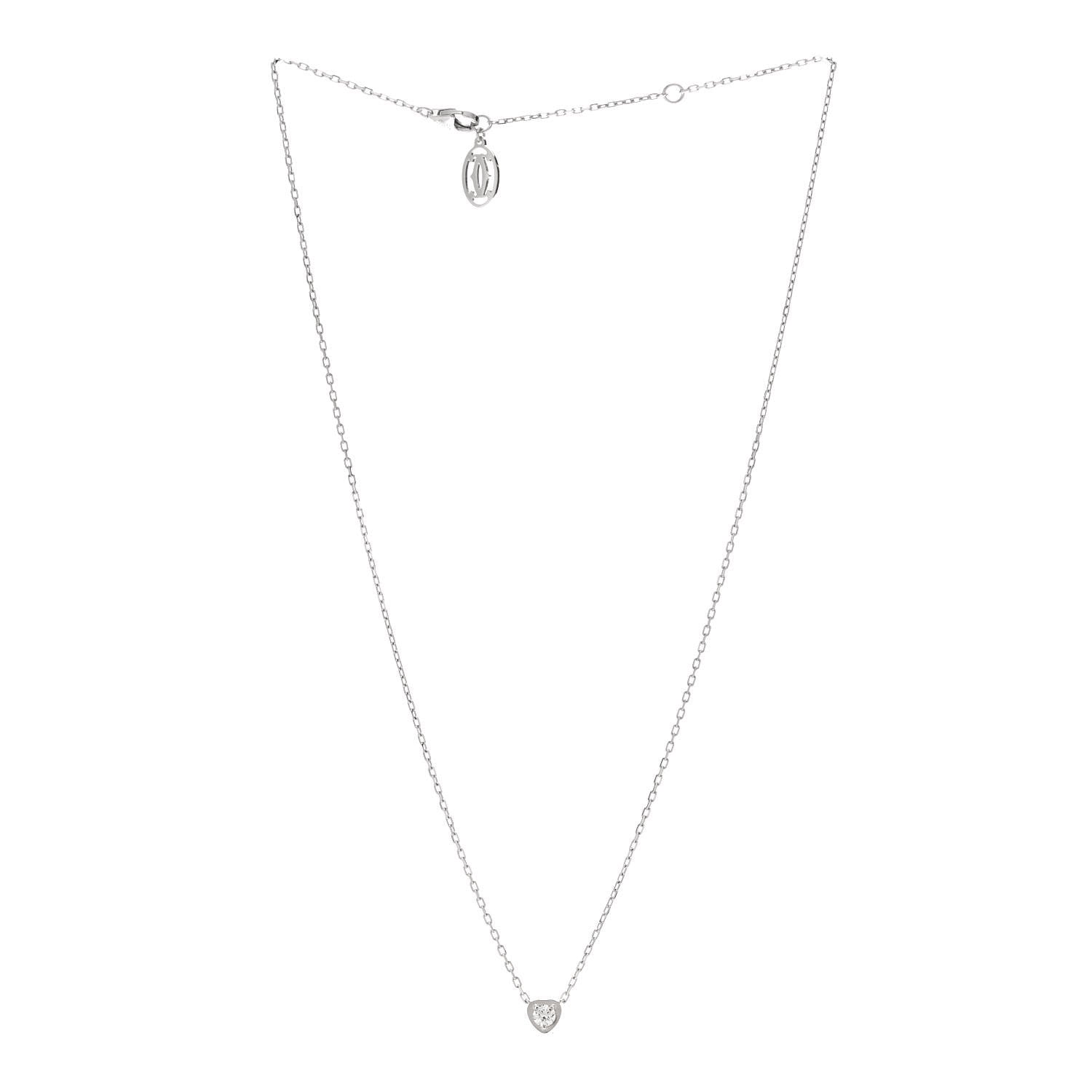 Cartier 18K White Gold Diamond D'Amour Heart Pendant Necklace 3 of 5