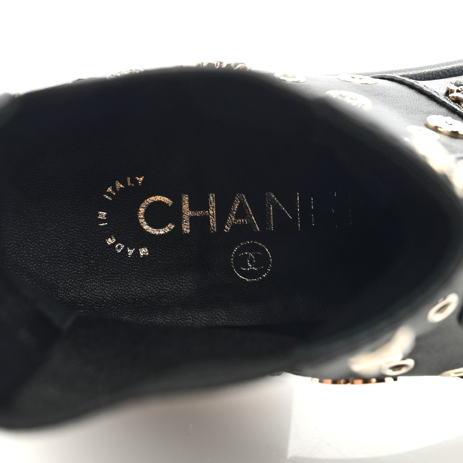 Chanel Lambskin Riveted Cap Toe Short Boots 36 Black 7 of 7