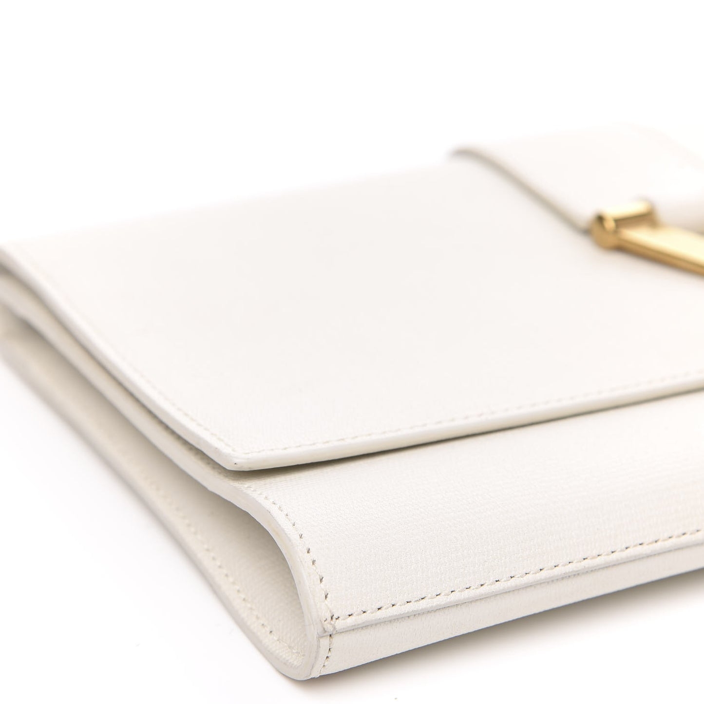 Textured Calfskin Classic Y Ligne Clutch White