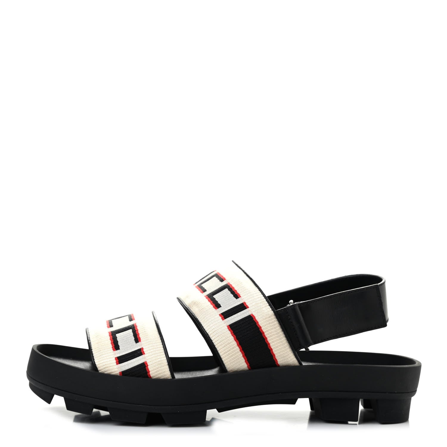 Gucci Nylon Cirano Lux Stripe Mens Cleat Sole Slingback Sandals 7 Ecru Poppy Black 1 of 7