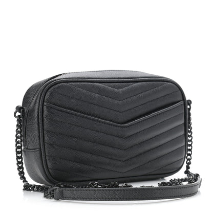 Saint Laurent Grain De Poudre Matelasse Monogram Mini Lou Camera Bag Black 3 of 10