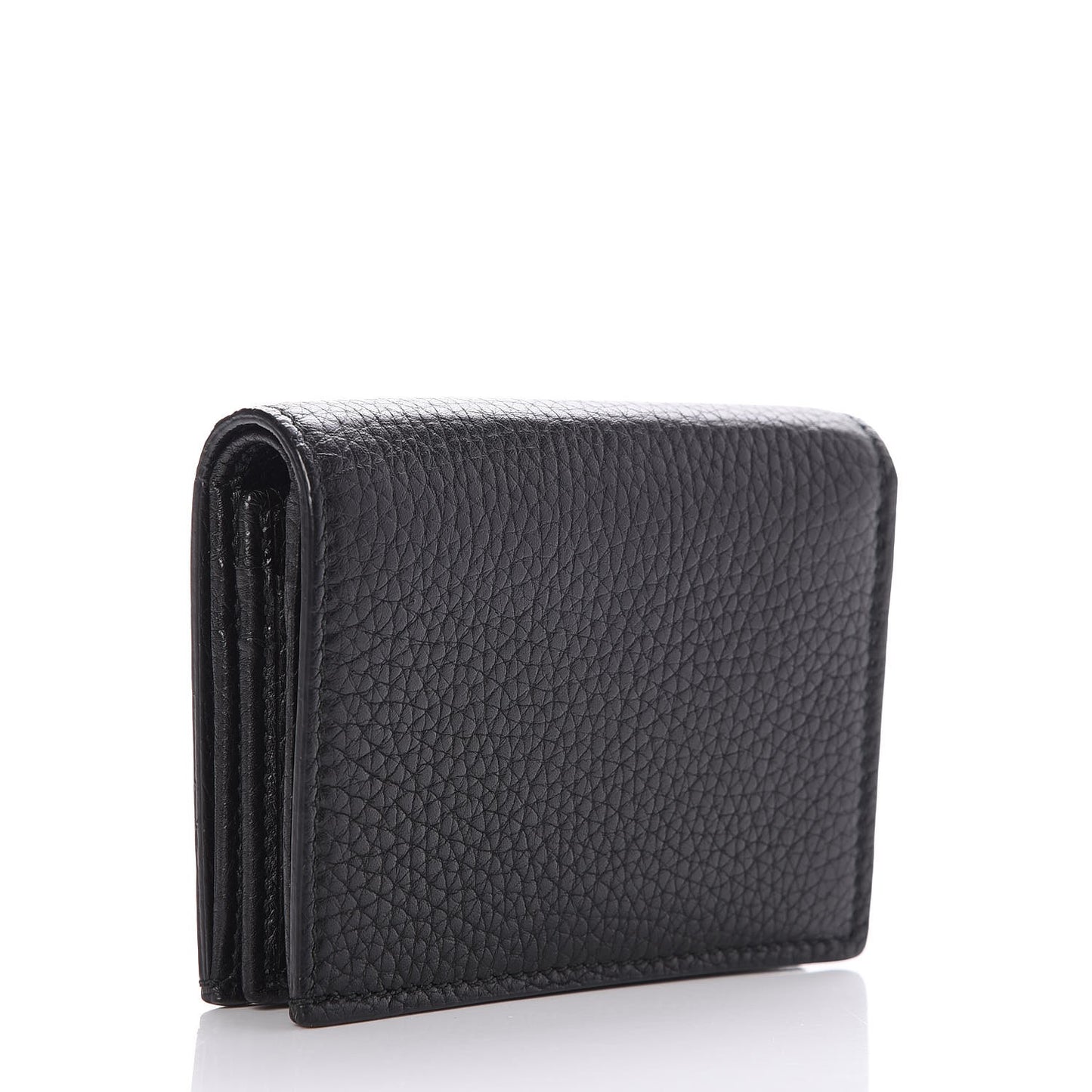 Pebbled Calfskin Animalier Card Case Black
