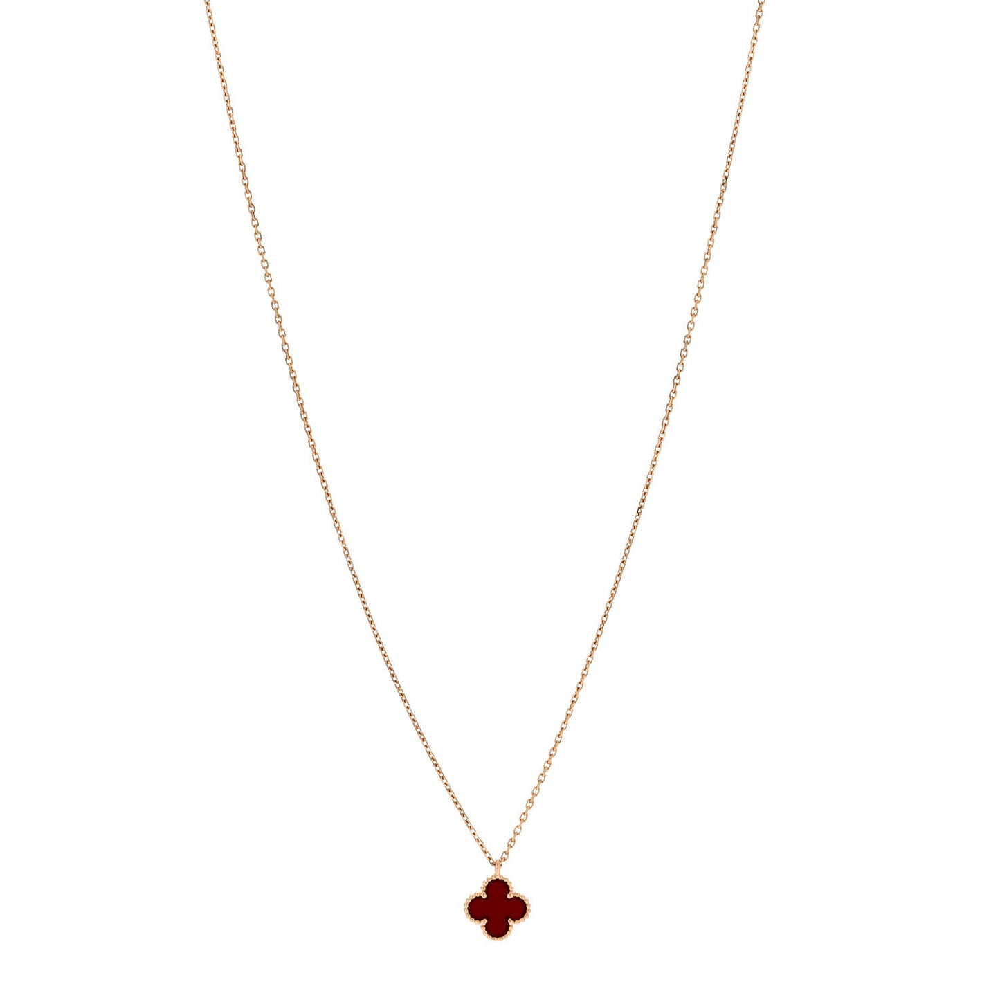 18K Rose Gold Carnelian Sweet Alhambra Pendant Necklace