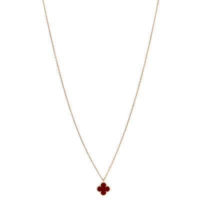 Van Cleef & Arpels 18K Rose Gold Carnelian Sweet Alhambra Pendant Necklace 1 of 6