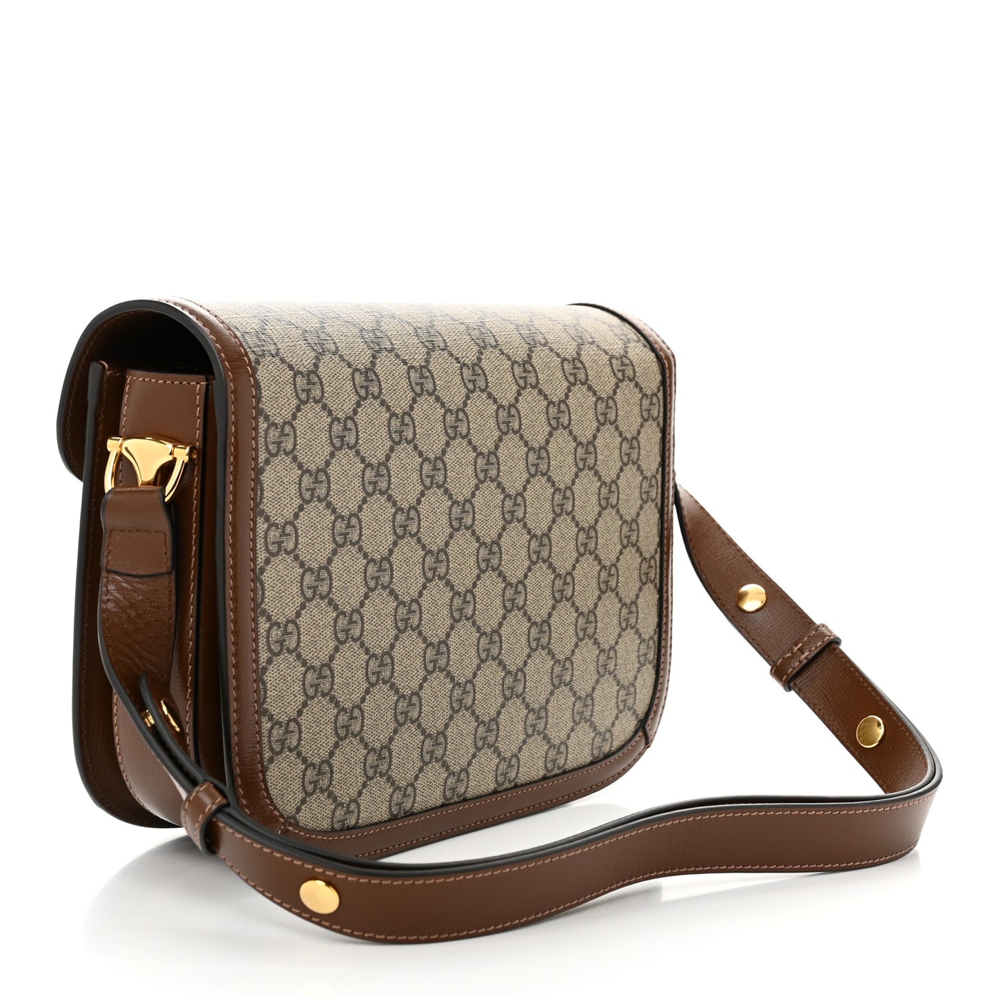 GG Supreme Monogram Horsebit 1955 Shoulder Bag Beige Brown Sugar
