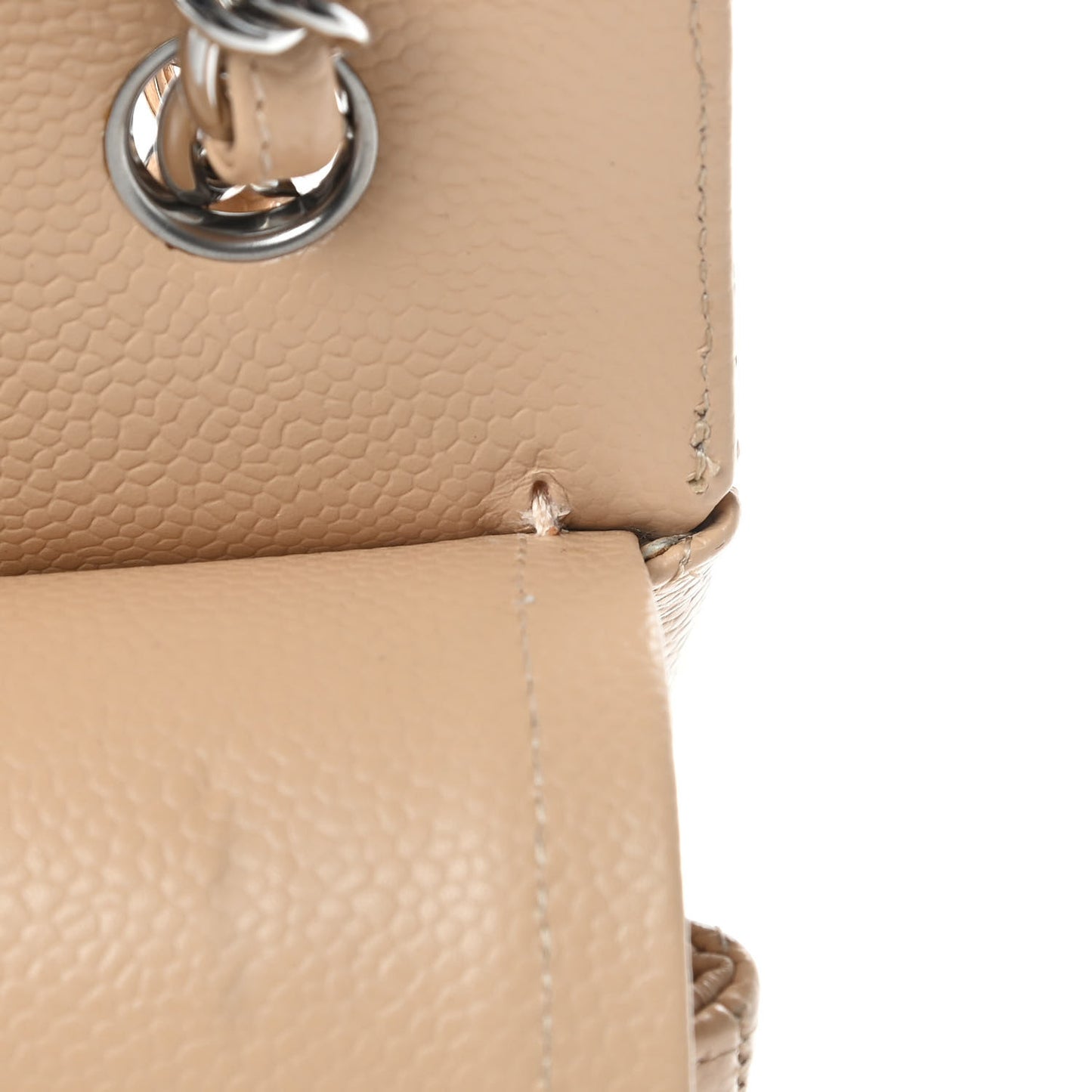 Caviar Quilted Jumbo Double Flap Beige Clair