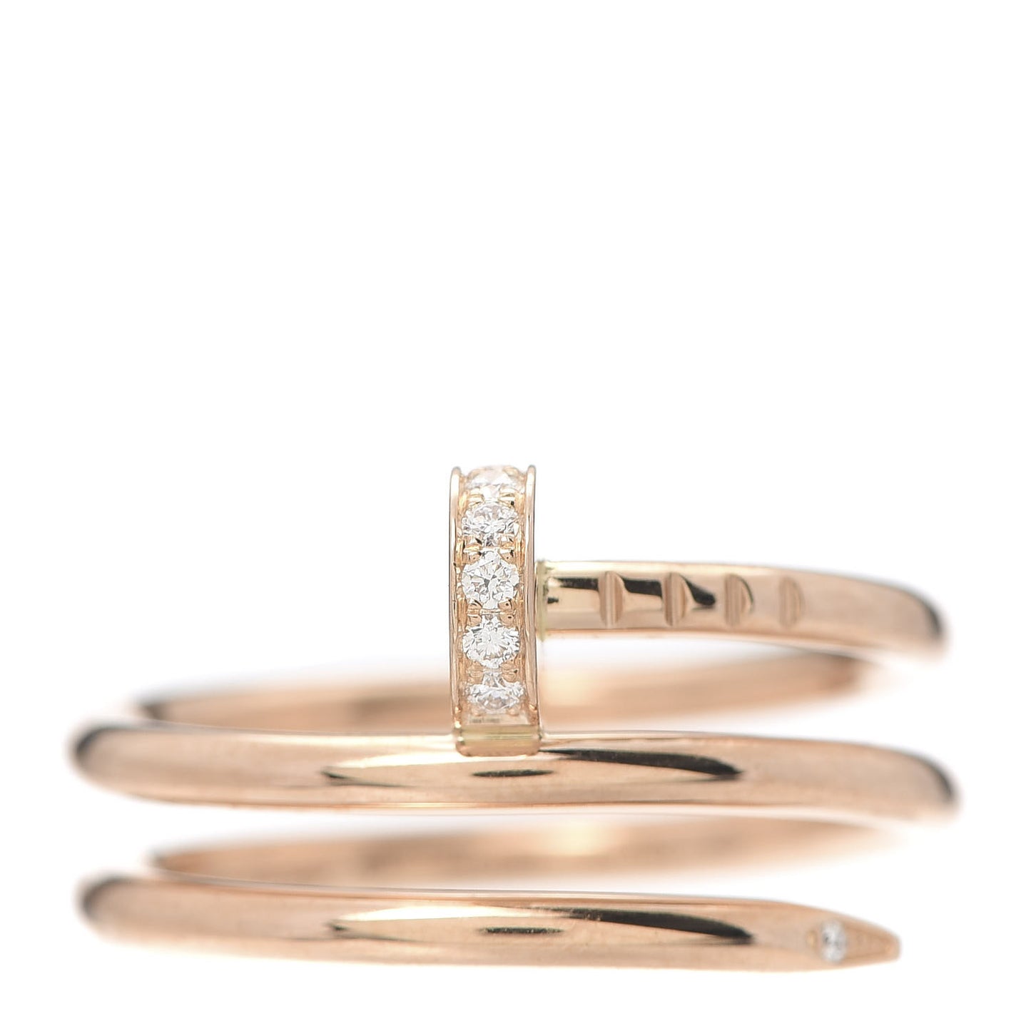 18K Pink Gold Diamond Double Juste Un Clou Ring 51 5.75