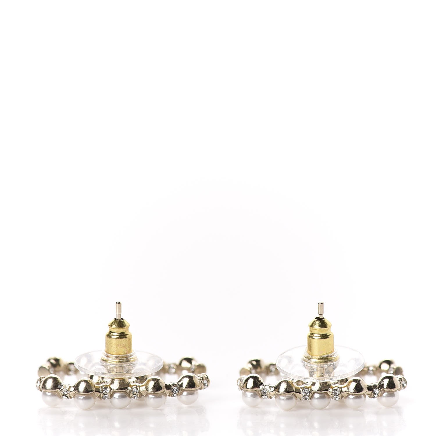 Chanel Pearl Crystal Nefertiti CC Earrings Gold 3 of 5