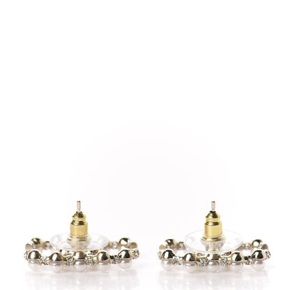 Chanel Pearl Crystal Nefertiti CC Earrings Gold 3 of 5