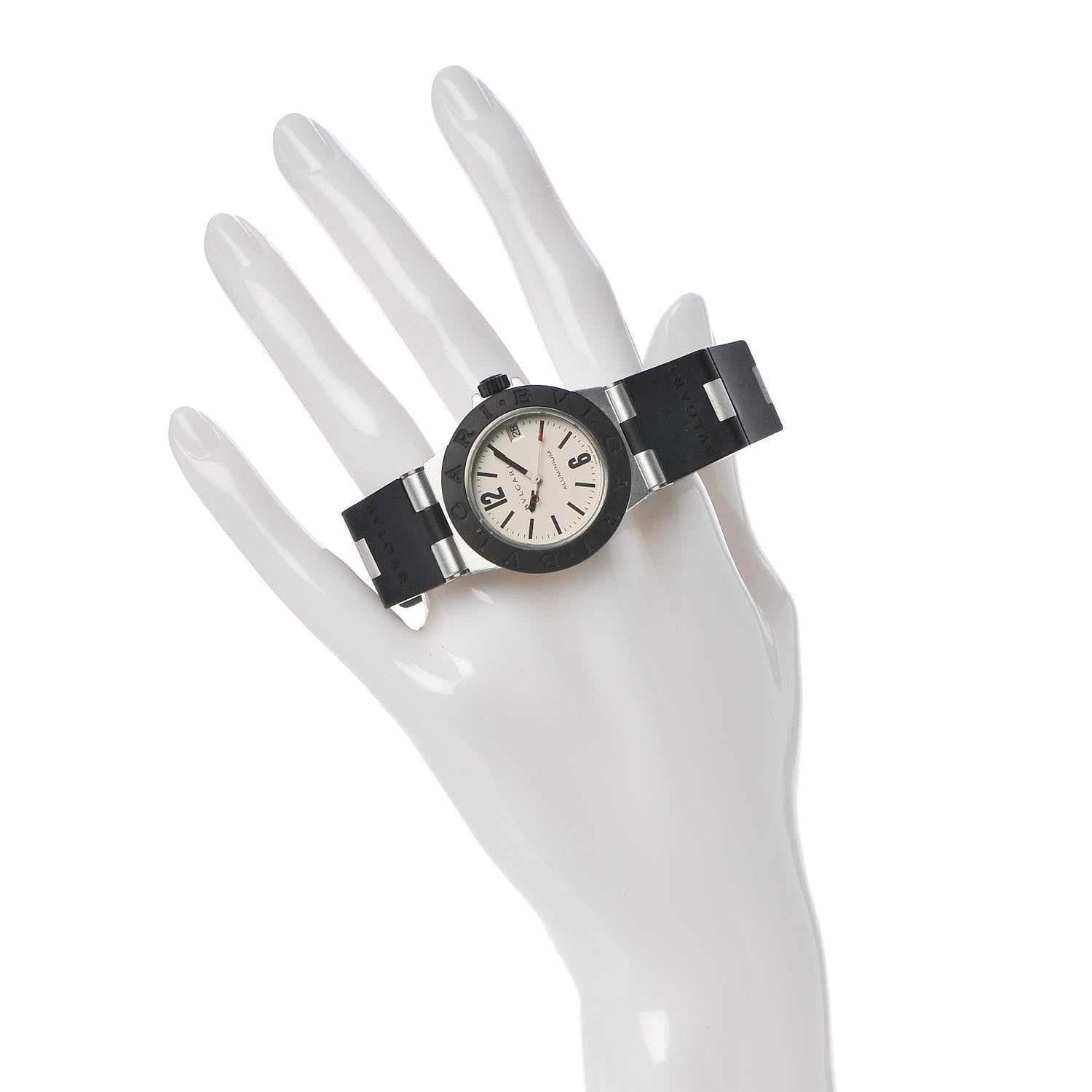 Bulgari Aluminum Rubber 32mm Diagono Quartz Watch 2 of 7