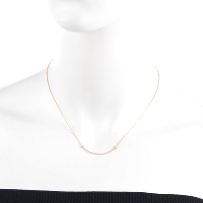 Tiffany 18K Yellow Gold Diamond Small T Smile Pendant Necklace 2 of 5