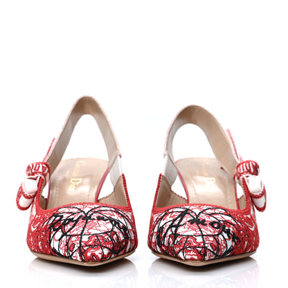 Christian Dior Cotton Ribbon Dioramour D-Royaume J'Adior Slingback 65mm Pumps 35 White Deep Red 2 of 8