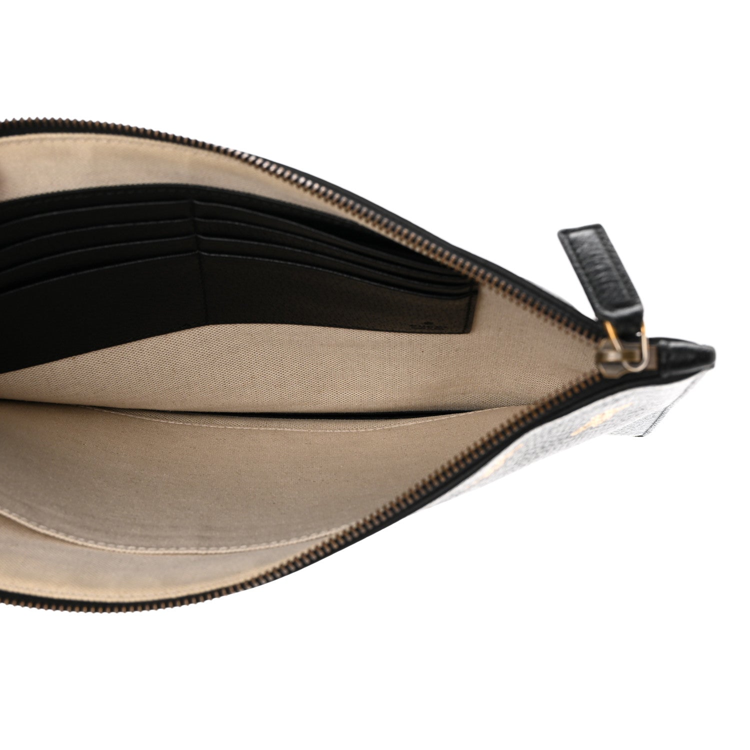 Gucci Dollar Calfskin Boar Effect Bee Star Zip Wristlet Pouch Black 7 of 8