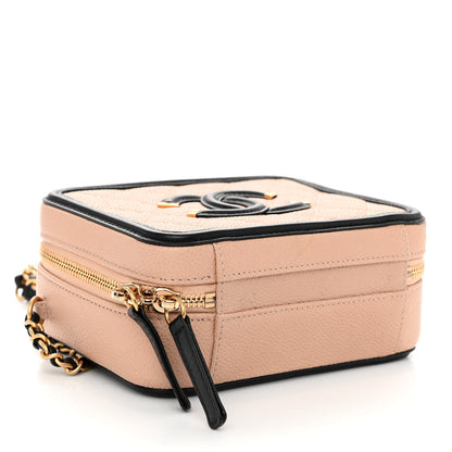 Chanel Caviar Quilted Small CC Filigree Vanity Case Beige Black 4 of 10