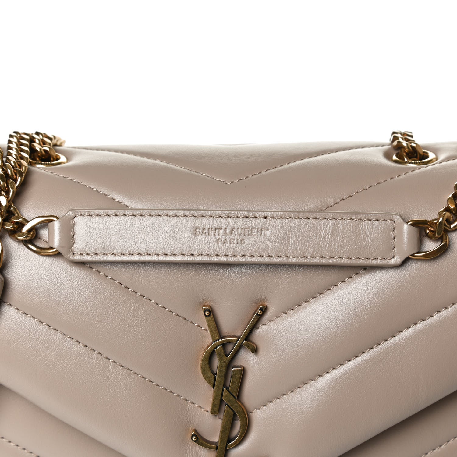 Saint Laurent Calfskin Y Quilted Monogram Small Loulou Chain Satchel Dark Beige 8 of 16