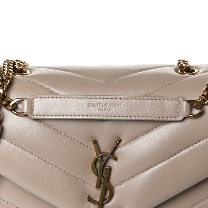 Saint Laurent Calfskin Y Quilted Monogram Small Loulou Chain Satchel Dark Beige 8 of 16