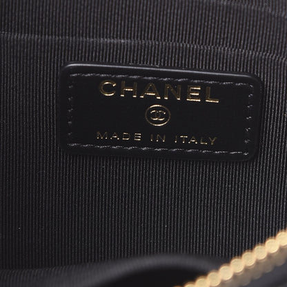 Chanel Caviar Camellia Embossed Cosmetic Pouch Black 7 of 10