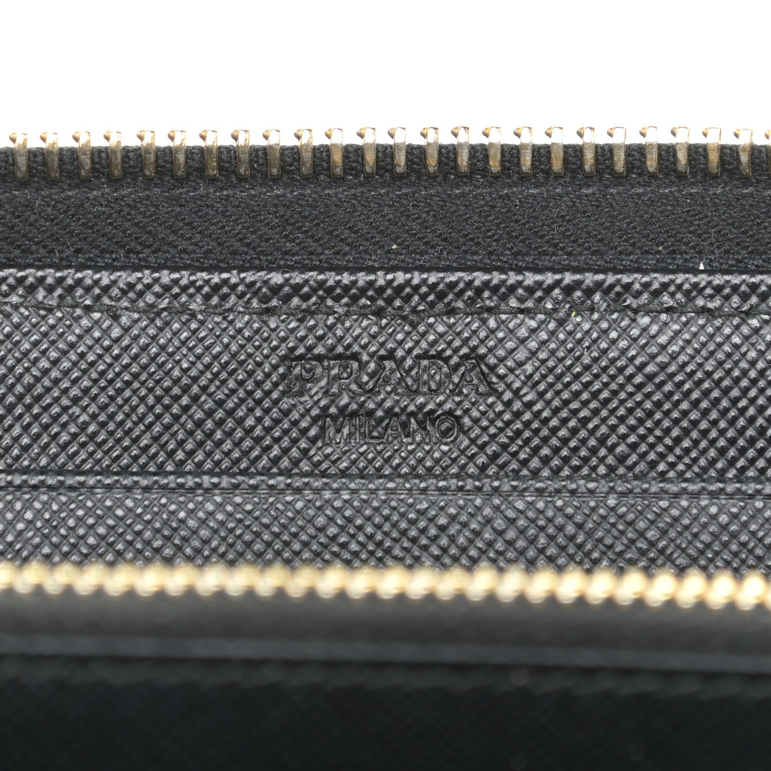 Prada Saffiano Triangle Zip Around Wallet Black 9 of 10