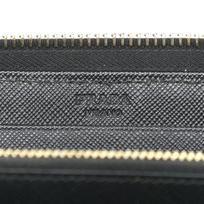 Prada Saffiano Triangle Zip Around Wallet Black 9 of 10