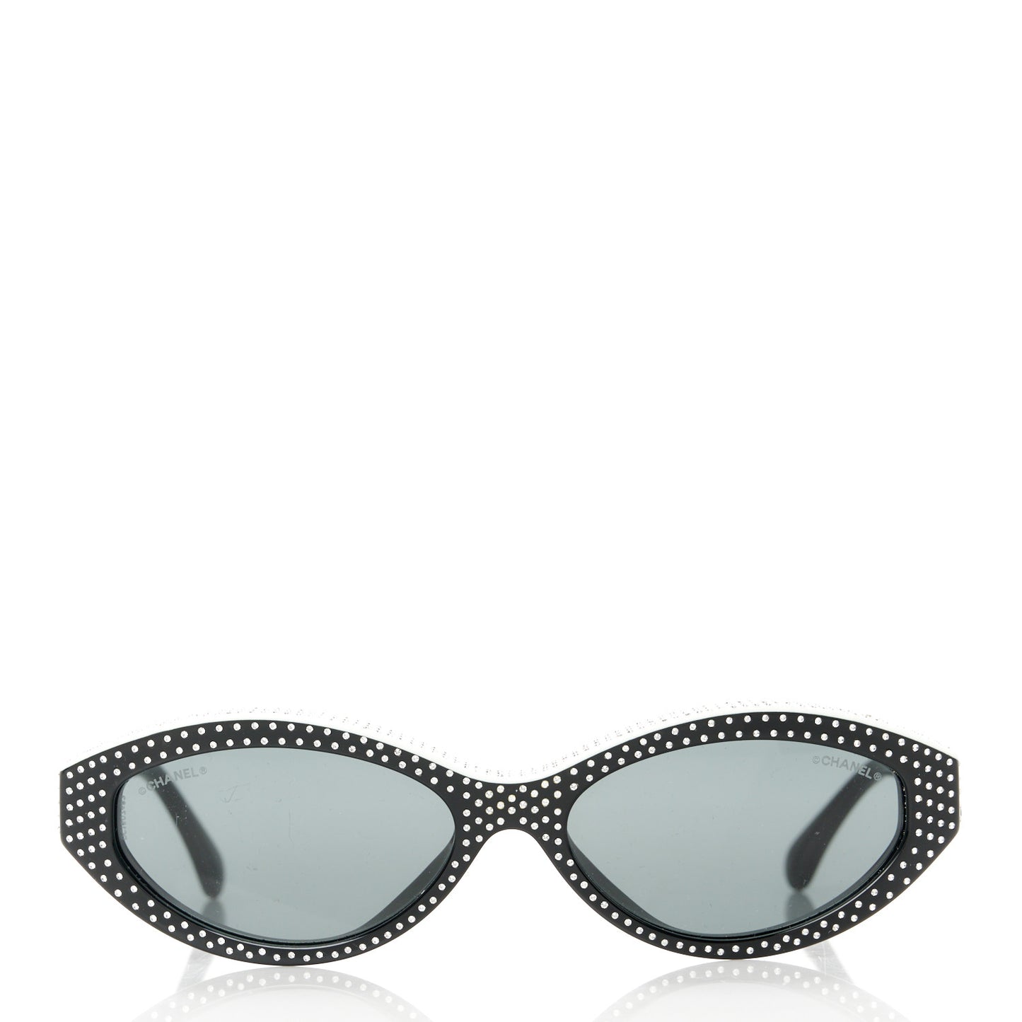Acetate Strass Oval Sunglasses A71509 Black