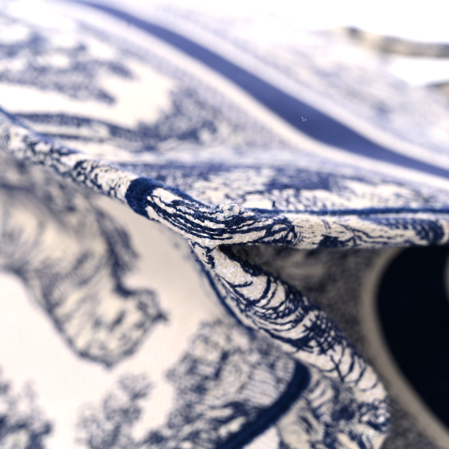 Canvas Embroidered Medium Dioriviera Toile De Jouy Book Tote Blue