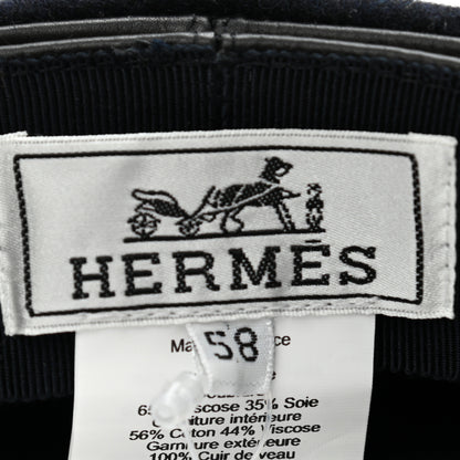 Hermes Broadcloth Newton Calfskin Dani Cap 58 Marine Black 8 of 9