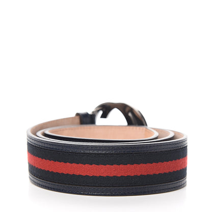 Gucci Calfskin Web Interlocking G Belt 95 38 Navy 2 of 5