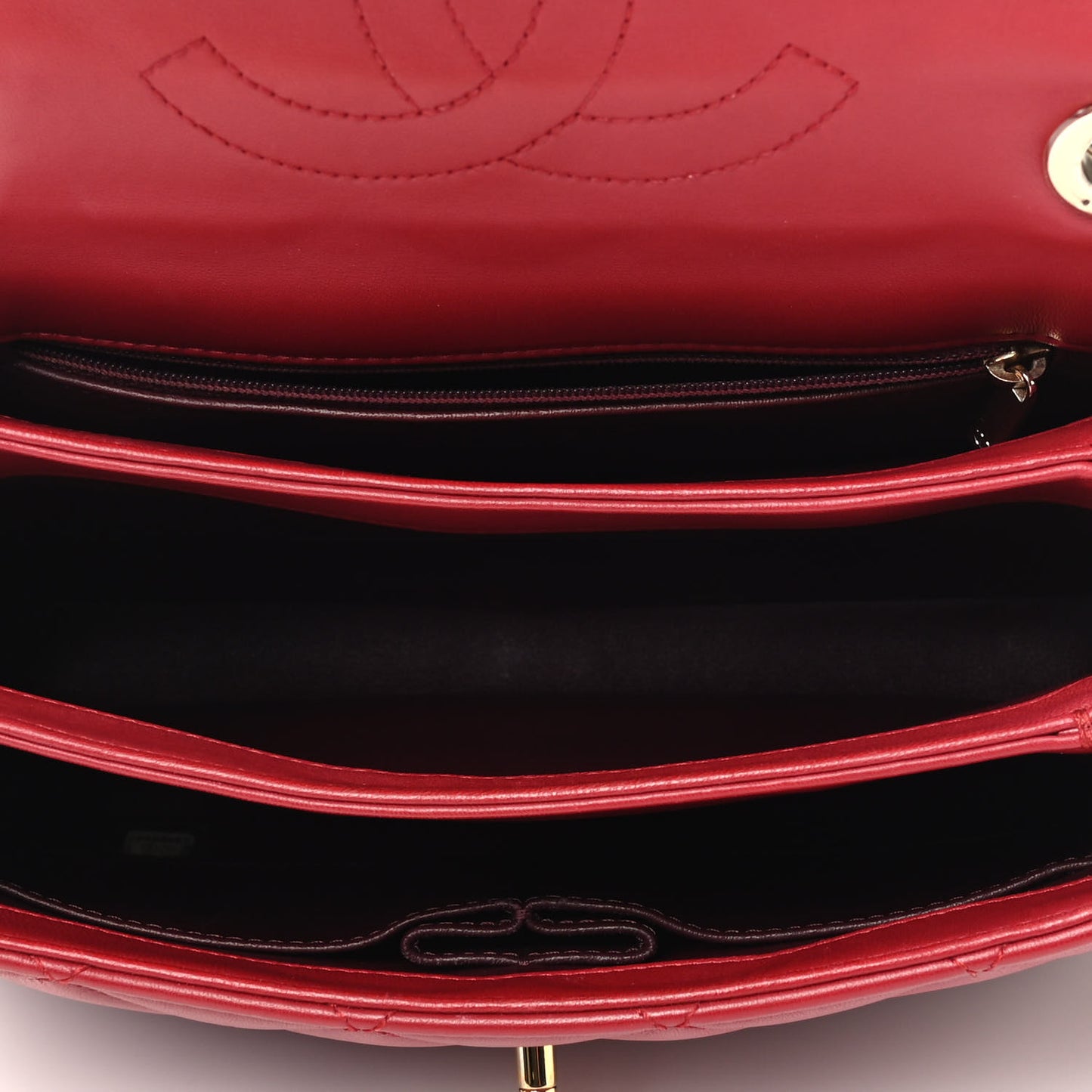 Lambskin Quilted Small Trendy CC Flap Dual Handle Bag Red